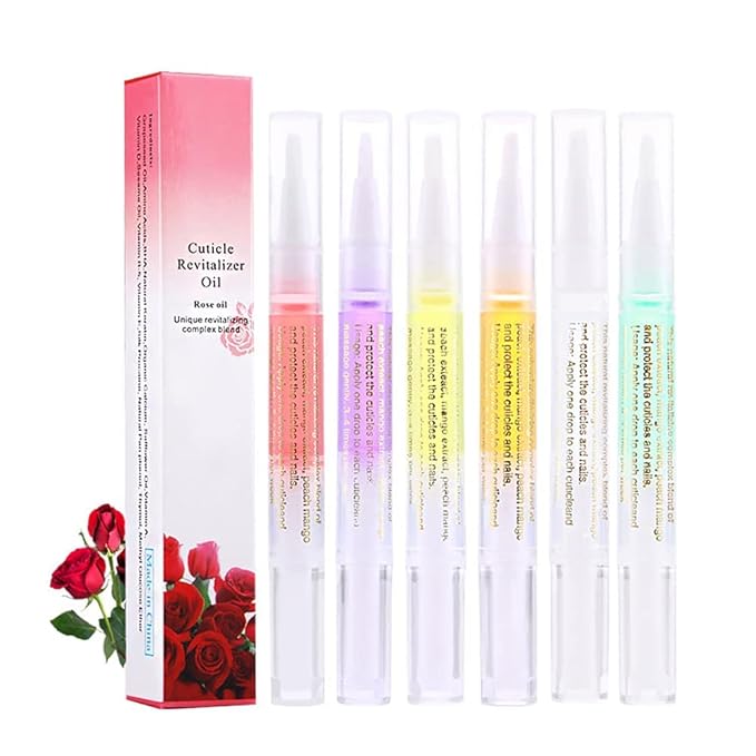 6Pcs Nail Cuticle Oils Nutrition Oil Pen Nail Nourishment Pens 6Smell Cuticle Revitalizer for Agnail Nourish Skin Nail Care