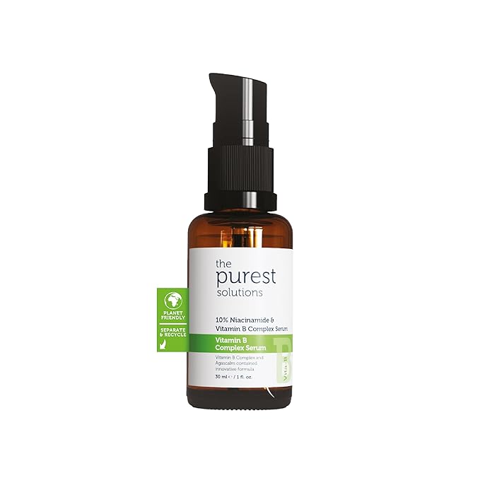 The Purest Solutions Vitamin B Complex Serum (Niacinamide 10% + Vitamin B Complex) - Anti-Sensitization, Anti-Redness, Restorative - Vegan | Cruelty Free | Eco Friendly (1 fl. oz)