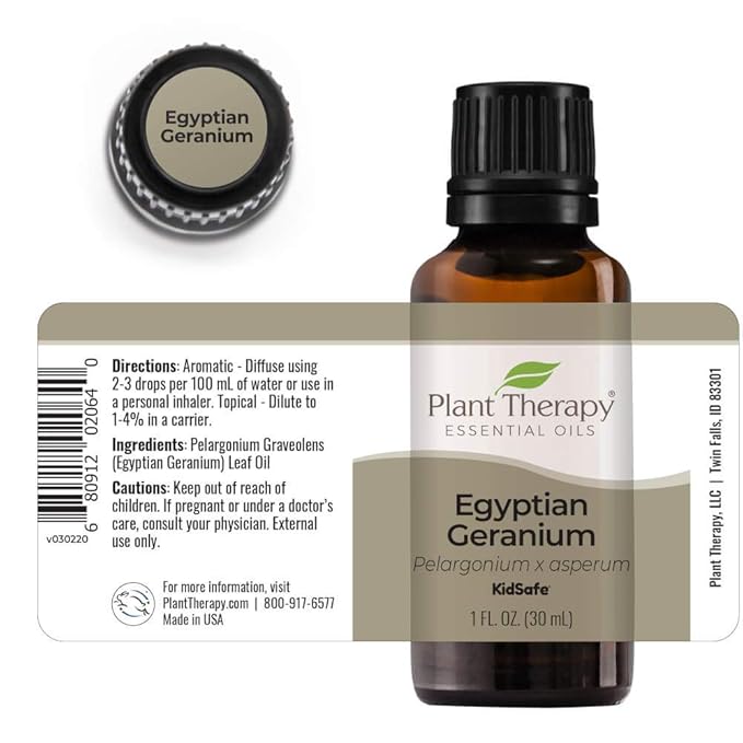 Plant Therapy Egyptian Geranium Essential Oil 100% Pure, Undiluted, Natural Aromatherapy, Therapeutic Grade 30 mL (1 oz)