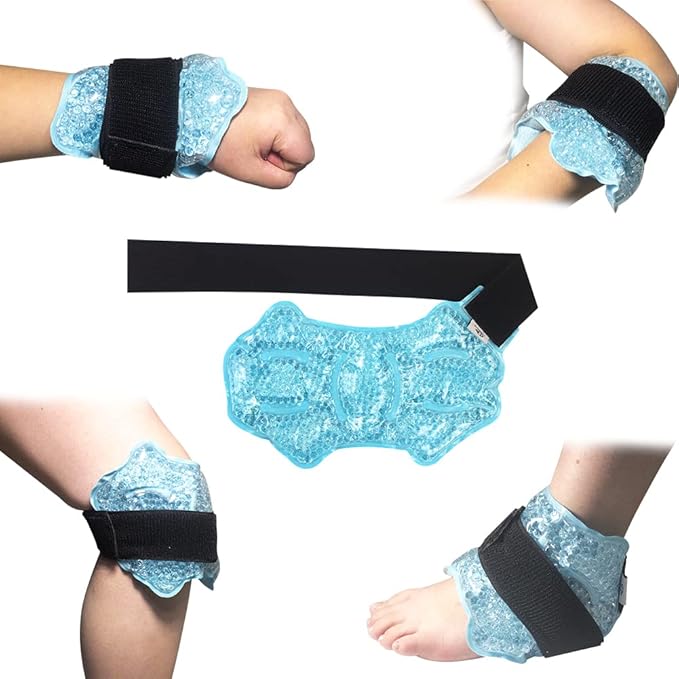 Boundle of Cold Face Eye Masks Ice Face Mask Hot Cold Compress for Dark Circles and Ankle/Sport Foot Ice Therapy Wrap,Hot Cold Ice Gel Pack with Adjustable Brace for Sprained Ankles