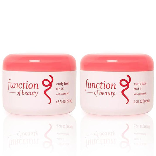 FUNCTION OF BEAUTY Hair Mask for Curly Hair, 6.5 oz Each (2-Pack) - Deep Conditioning Formula With Coconut Oil and Shea Butter for Smooth, Hydrated, Healthier Looking Curls