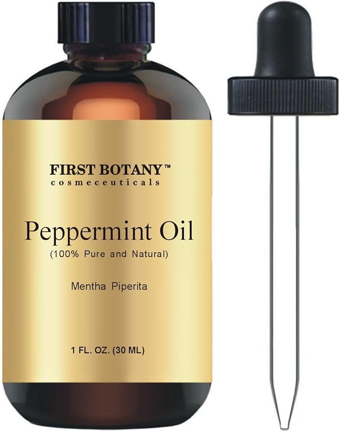 First Botany, 100% Pure Peppermint Oil - Premium Peppermint Essential Oil for Aromatherapy, Massage & Household Uses - 1 fl oz