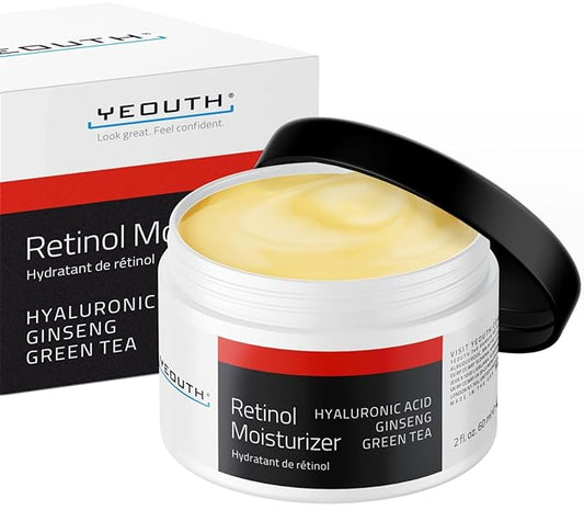 YEOUTH Retinol Cream for Face, Retinol Face Cream for Women and Men with Hyaluronic Acid and Green Tea, Night Moisturizer for a Smoother Appearance 2oz
