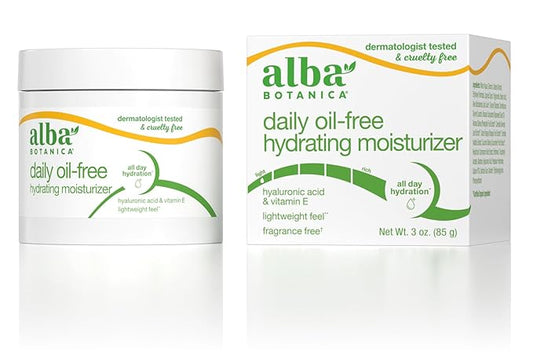 Alba Botanica Daily Oil Free Hydrating Moisturizer, with Hyaluronic Acid and Vitamin E, 3 Oz (Packaging May Vary)