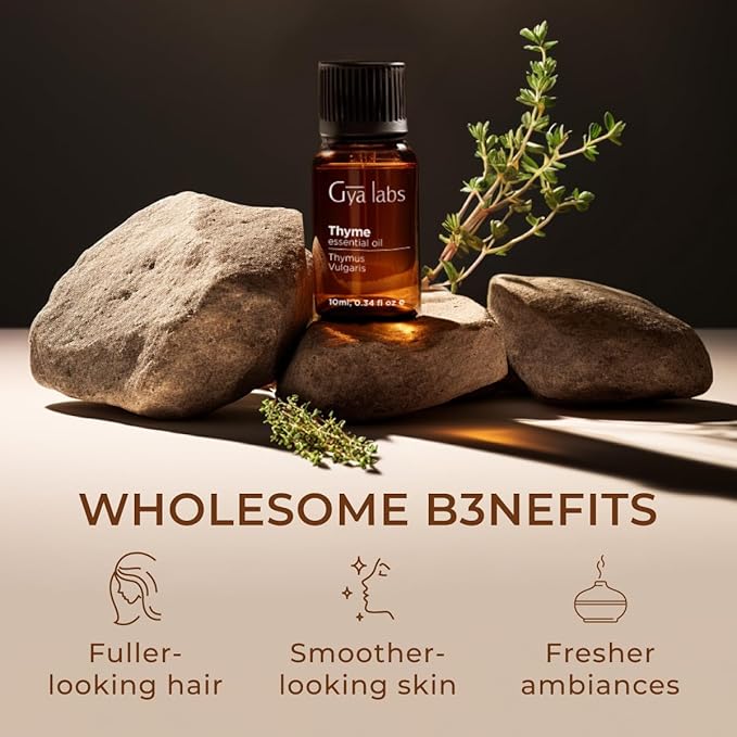Gya Labs Thyme Essential Oil for Hair - 0.34 Fl Oz - 100% Pure Natural Thyme Oil for Skin, Diffuser & Candle Making Scent