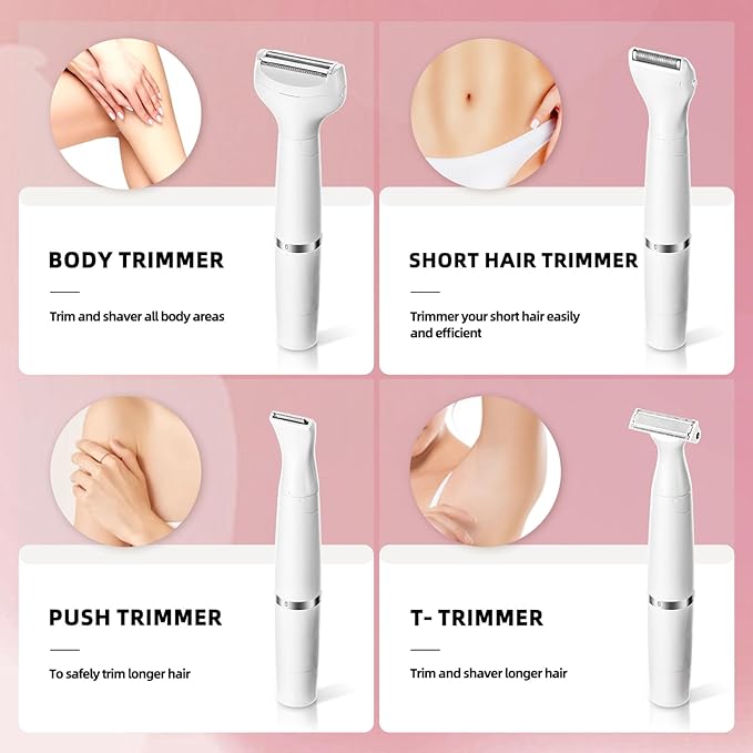7 in 1 Facial Hair Removal and Bikini Hair Trimmer for Women Painless Electric Face Shaver Nose Eyebrow pubic Trimmer Replaceable Razors Waterproof Electric Shaver Women's Grooming Kit