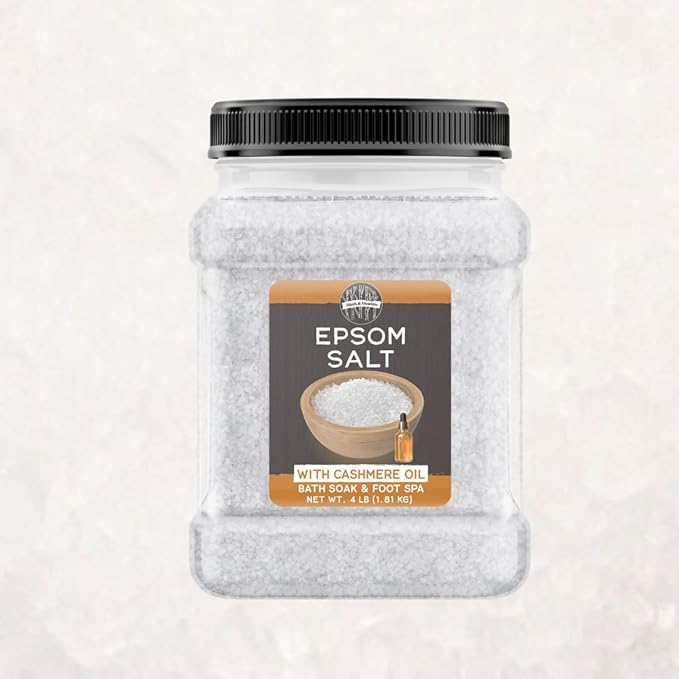 Birch & Meadow Epsom Salt with Cashmere Oil, 4 lb, Magnesium Sulfate, Bath Soak