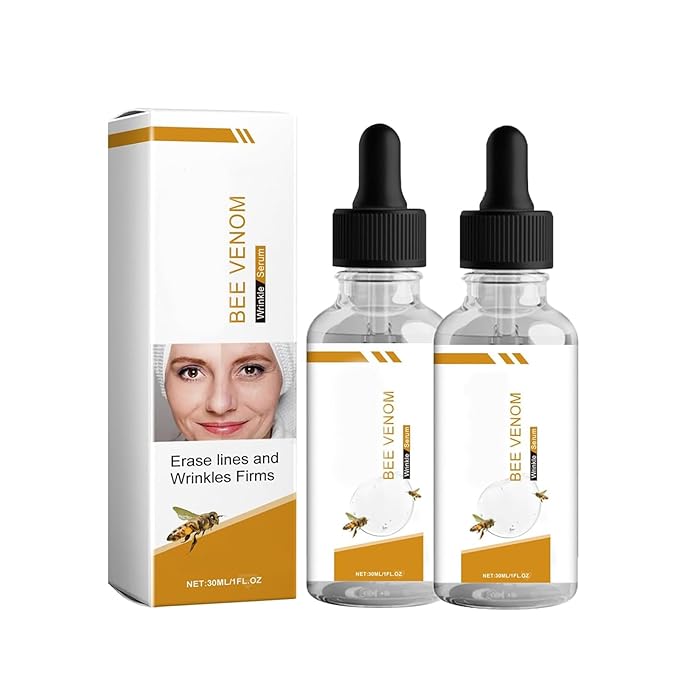 Bee Venom Serum,Bee Venom For Face And Neck With Collagen, Wrinkle Removal And Firming, Moisturizing Lifting Natural Bee Venom For All Skin Types Bee Venom Essential Oil For Men And Women(2 PCS)