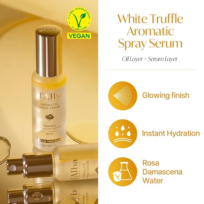 d'alba Piedmont White Truffle Vegan Holiday Gift Set, First Aromatic Spray Serum & All In One Multi Balm, Suitable for All Skin Types, Perfect for Christmas Gift, Stocking Stuffers