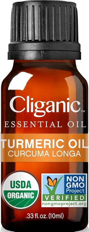 Cliganic Organic Turmeric Essential Oil, 100% Pure Natural for Aromatherapy | Non-GMO Verified
