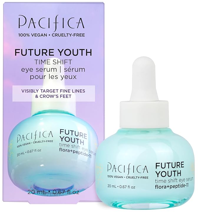 Pacifica Future Youth Time Shift Eye Serum – Peptide Eye Serum for Fine Lines & Dark Circles, Lifting & Firming Under Eye Treatment w/Flora + Peptide-11, Unscented Hydrating Gel for All Skin Types