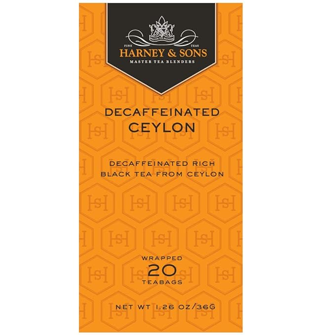 Harney & Sons Black Tea, Decaffeinated Ceylon, 20 Tea Bags, 1.26 oz./36 grams