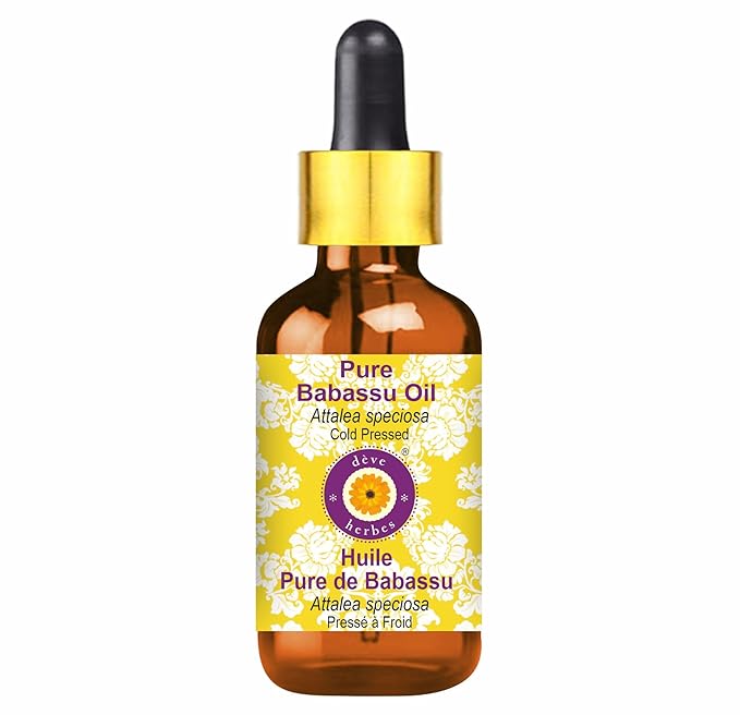 Deve Herbes Pure Babassu Oil (Attalea speciosa) with Glass Dropper Cold Pressed 5ml (0.16 oz)