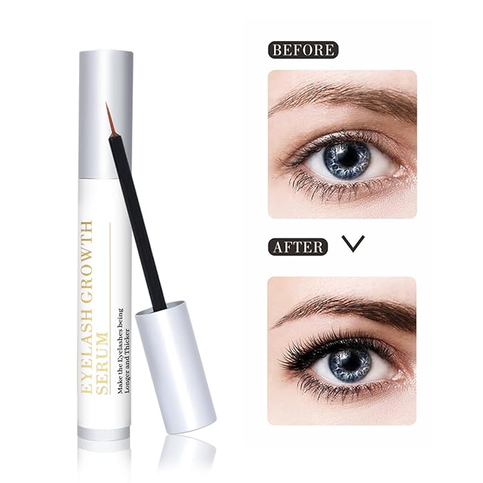 Eyelash Growth Serum for Lash Enhancing: Natural Booster for Longer & Stronger Lashes — Gentle on Sensitive Eyes (All Skin Types) — Day & Night Use with Applicator Brush