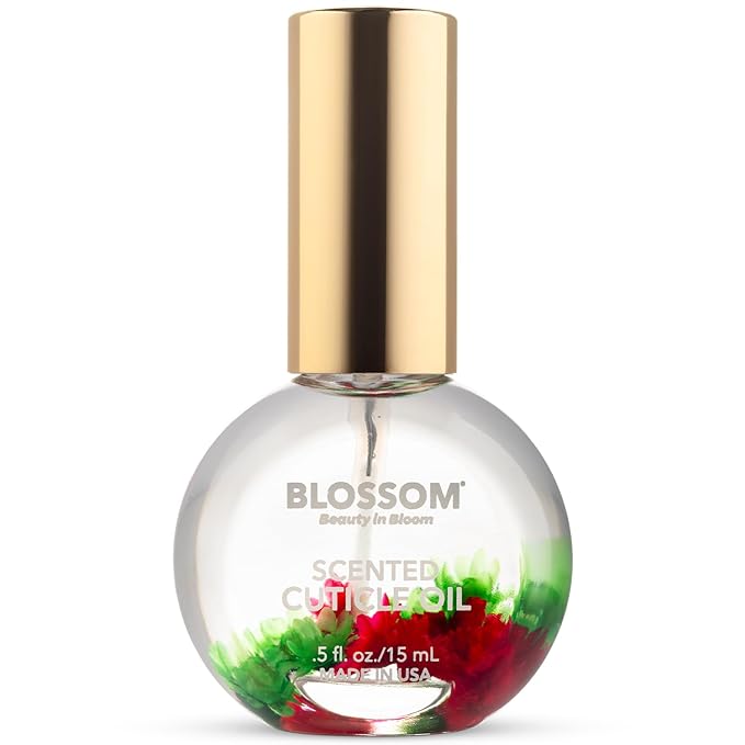 Blossom Hydrating, Moisturizing, Strengthening, Scented Cuticle Oil, Infused with Real Flowers, Made in USA, 2 Pack Bundle, Grape + Watermelon