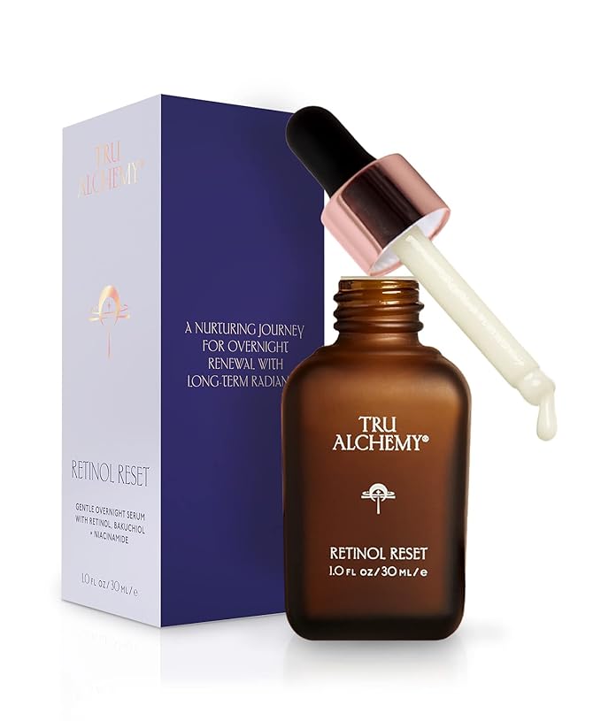 Tru Alchemy Retinol Reset Revitalizing Retinol Serum for face - Wrinkle Appearance Serum & Retinol Cream for Face w/Bakuchiol, Niacinamide for Overnight Renewal w/Long-Term Radiance - 1 fl oz (2-Pack)