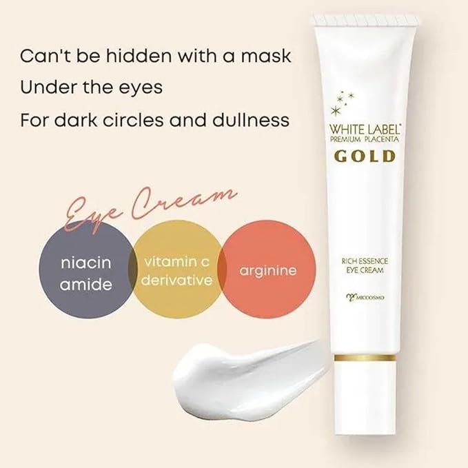 White Label Premium Placenta Gold Eye Cream 25g – Rich Moisturizing Cream With Placenta, Arginine and Light-Diffusing Ingredients for a Radiant Under-Eye Look