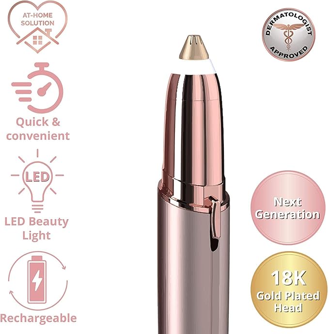 Gurelax Women's Electric Eyebrow Trimmer with Replacement Blades, Precision LED Light, Safe and Instant Painless Hair Remover