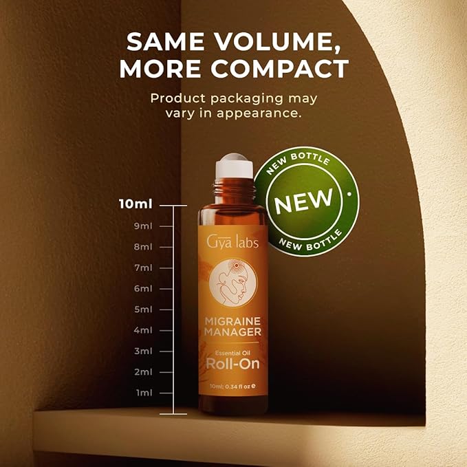 Gya Labs Migraine Essential Oil Roll on - Migraine Relief Stick Roller, Soothing Comfort for Head Tension, 100% Pure Natural, Blend with Peppermint Oil, Self Care Relaxing Gifts for Women (0.34 Fl Oz)