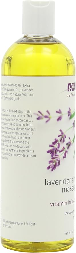 NOW Lavender Almond Massage Oil, 16-Ounces (Pack of 2)