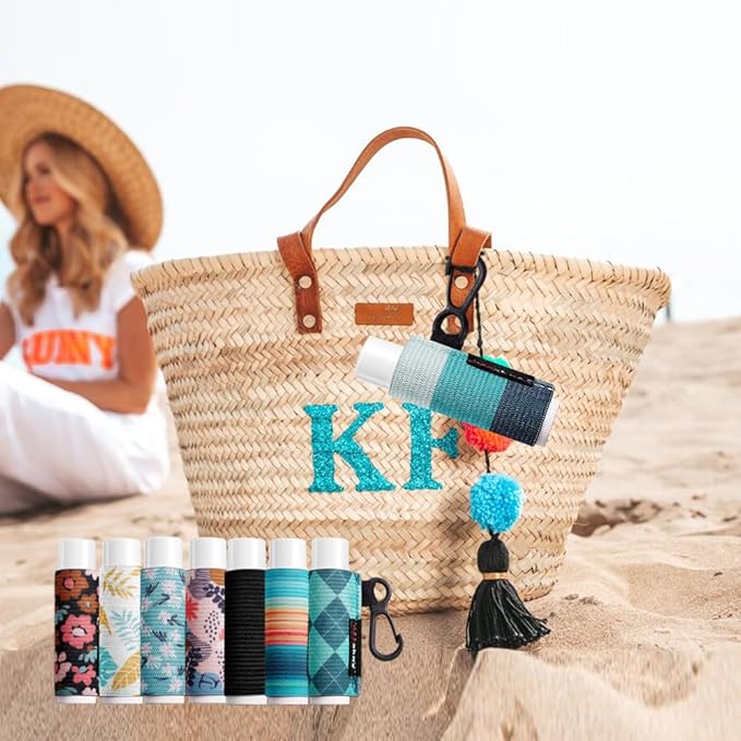 5pcs Lip Balm Holder Keychain Lipstick Women(Wave/Flower/Leo)