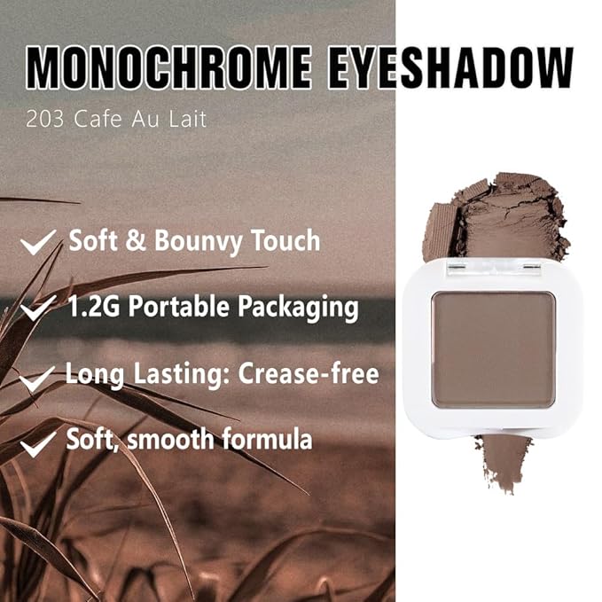evpct Matte Brown Single Eyeshadow Palette Makeup for Older Women, Light Cocoa Brown Cream Eye Shadow Palette Makeup Singles for Older Women Matte, High Pigment Waterproof Monochrome Mini Eyeshadow
