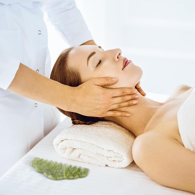 Geiserailie 2 Pieces Jade Combs Massage Stone Hair Gua Sha Scraping Scalp Comb Facial Massage Tool Multifunctional Handheld Head Tools Head Caring Therapy Mother's Day Gift(Chic Style)