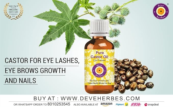 dève herbes Pure Castor Oil (Ricinus communis) Cold Pressed (Pack of five) 100ml X 5 (16.9 oz)