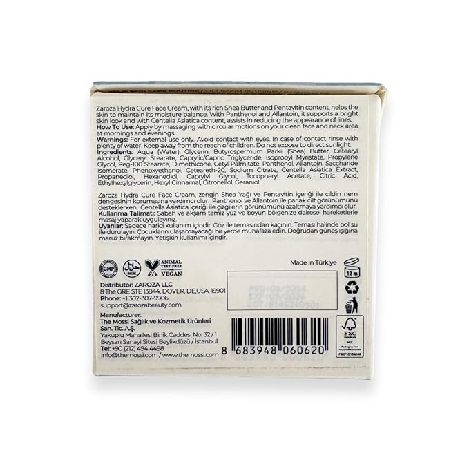 Hydra Cure Face Cream – Deep Moisturizing Day & Night Cream with Hyaluronic Acid, Panthenol & Allantoin – Anti-Wrinkle & Firming Skincare for Dry Skin – Vegan – 1.69 fl oz