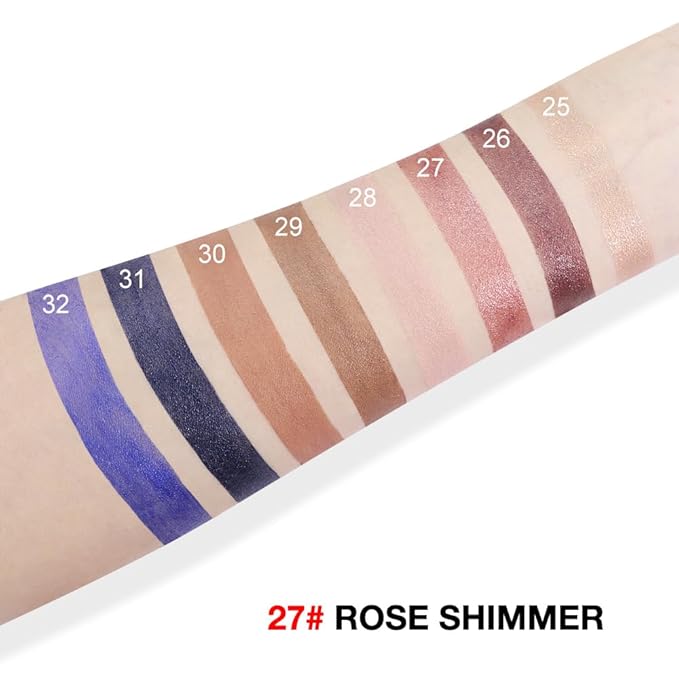 evpct Rose Shimmer Cream Eye Shadow Brightener Sticks Set for Eyes, Rose Shimmery Matte Pencil Eye shadow Applicator Stick Pen Palette Makeup Waterproof sombras en crema para ojos 27#
