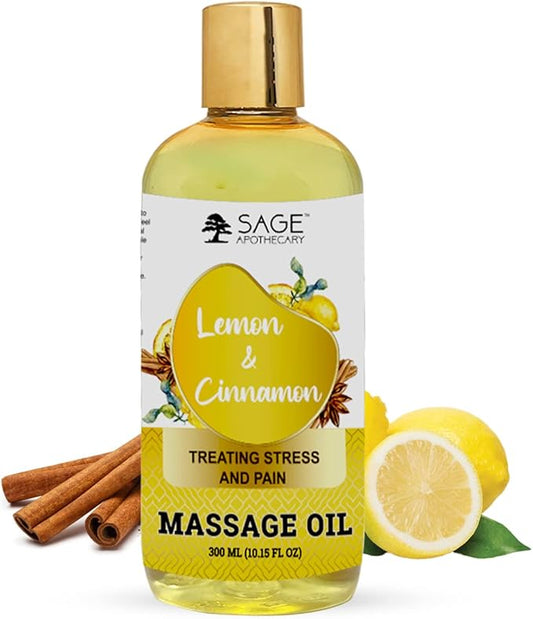 Lemon Cinnamon Massage Oil for Relaxed & Replenished Skin | No Parabens & Sulphates | Cruelty Free & Vegan Pure Natural Ingredients 300 ml
