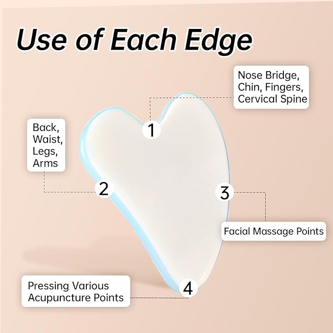 Opal Gua Sha and Face Roller, Real Jade Gua-Sha Stone Facial Tools Set for Reduce Puffiness, Body Guasha Tool for Relieve Neck Tension, SinkCare Beauty Massager as Present for Women,Opal