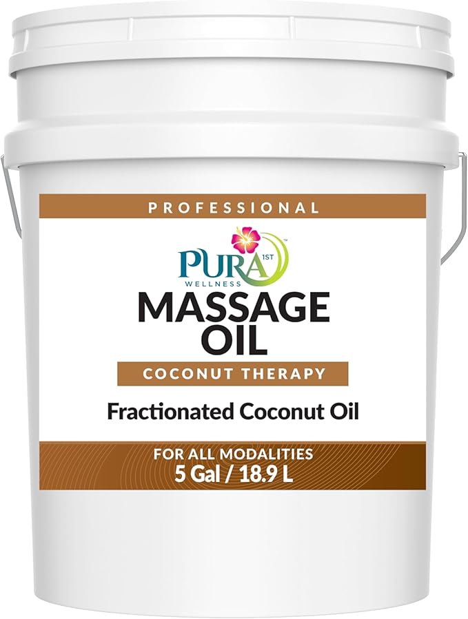 Coconut Therapy 5 Gallon Massage Oil, Coconut Oil, Professional Deep Tissue, Natural Ingredients, Moisturizing, Unscented for Physical Recovery, Skin Hydration, Long-Lasting