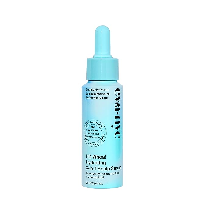 Eva NYC H2-Whoa Hydrating 3-in-1 Scalp Serum, Infused with Hyaluronic Acid and Glycolic Acid, 2.0 fl oz