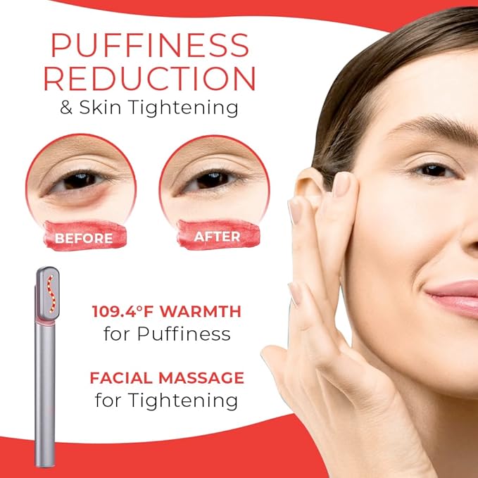 Red Light Therapy for Face, 4-in-1 Rejuvenation Wand: Skin Tightening Massager, Anti-Aging & Wrinkle Reduction, Face & Neck Care Tool (Stellar Silver)