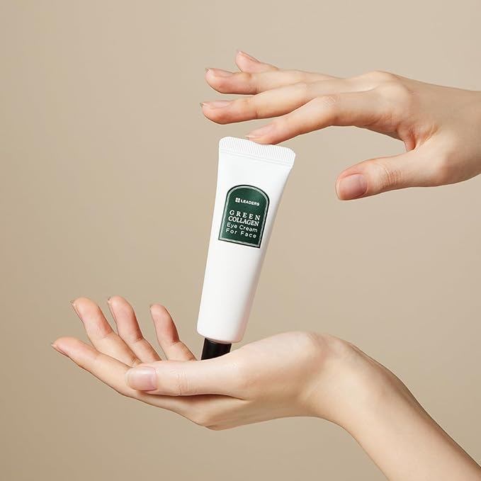 LEADERS Green Collagen Eye Cream for Face – Vegan Anti-Aging Eye Treatment, Reduces Fine Lines & Dark Circles Without Irritation, Improves Skin Elasticity & Hydration, Softens Wrinkles, 50ml