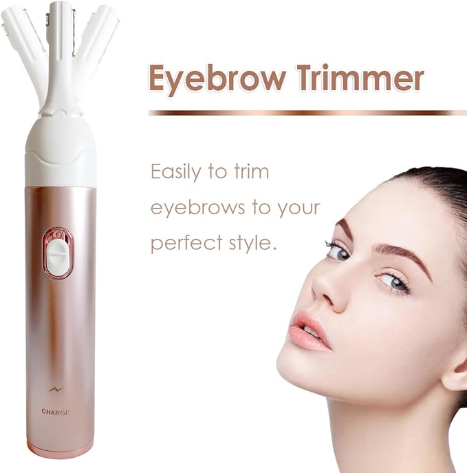 Electric Razor for Women, Hair Trimmer for Bikini Legs Womens Shaving Eyebrow Lips Body Face Beard Mustache Nose Arm Armpit Facial Hair Removal for Women's Shaver 4 in 1 Kit, Type-C Charging Port