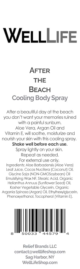 After The Beach Cooling Mist - Hydrating for Face, Body & Hair - Sunburn Relief With Aloe, Argan and Vitamin E