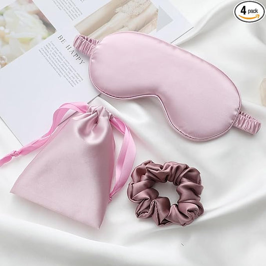 Silk Satin Sleeping Eye Mask, Light Purple Sleep Eye Mask Night Blindfold for Women and Men, Soft Breathable Blackout Eyeshade Eye Cover for Travel, Wedding Bridesmaid Gift