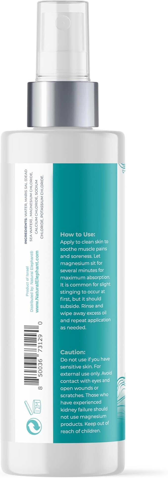 Natural Elephant Dead Sea Magnesium Oil Spray for Topical Use | 100% Pure | 6.7 fl oz (200ml) | Promotes Relaxation and Well-Being