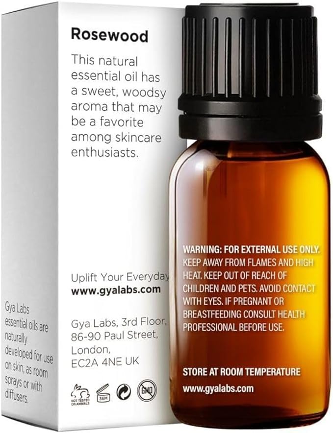Gya Labs Rosewood Essential Oil for Skin - 0.34 Fl Oz - 100% Pure Natural Rosewood Oil for Diffuser & Aromatherapy, Massage, Candles Making DIY - Woodsy Floral Scent