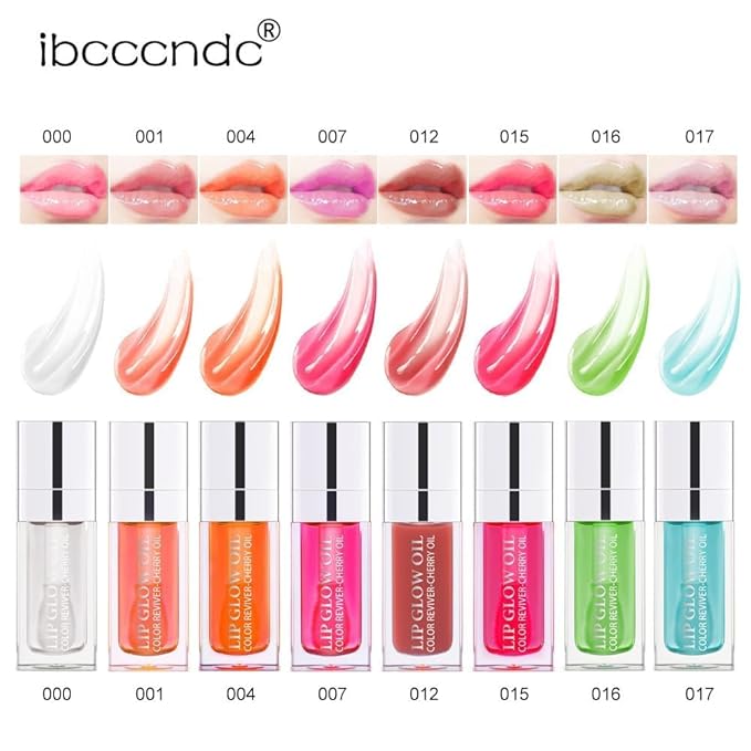 Plumping Lip Oil, Hydrating Gloss Tinted Lip Balm Transparent Lip Care, Big Brush Head Glitter Shine, Long Lasting Nourishing Non-sticky Fresh Texture(CLEAR)