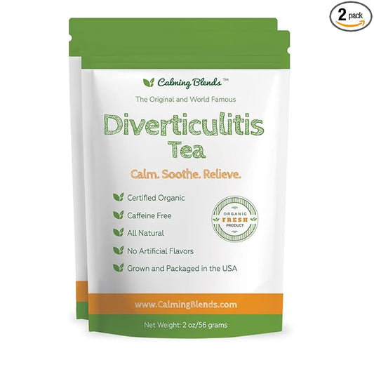 Calming Blends Diverticulitis Tea | All Natural, Caffeine Free, Digestive Health | 2 Pack