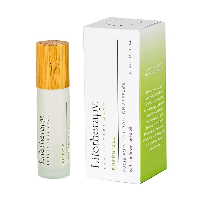 Lifetherapy Pulse Point Oil Roll-on– Energized | Alcohol free | Long lasting | Perfume | Clean, Skin-Loving Formula | Vegan & Gluten Free | Thoughtfully Crafted Fragrance for Self-Care 0.34oz./10ml
