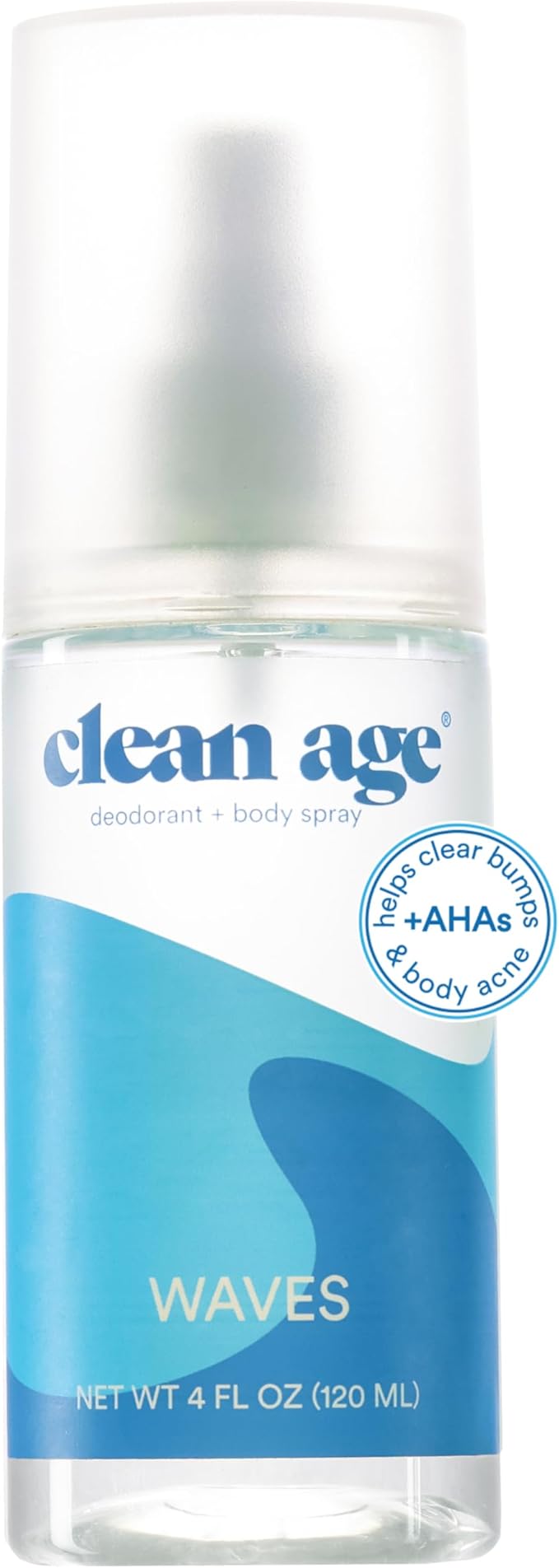 Aluminum Free Deodorant & Body Spray for Whole Body - Waves 4oz - Clean Deodorant and Body Spray for Teen Boys and Girls - With AHA For Body Acne - Body Spray for Teens Formula