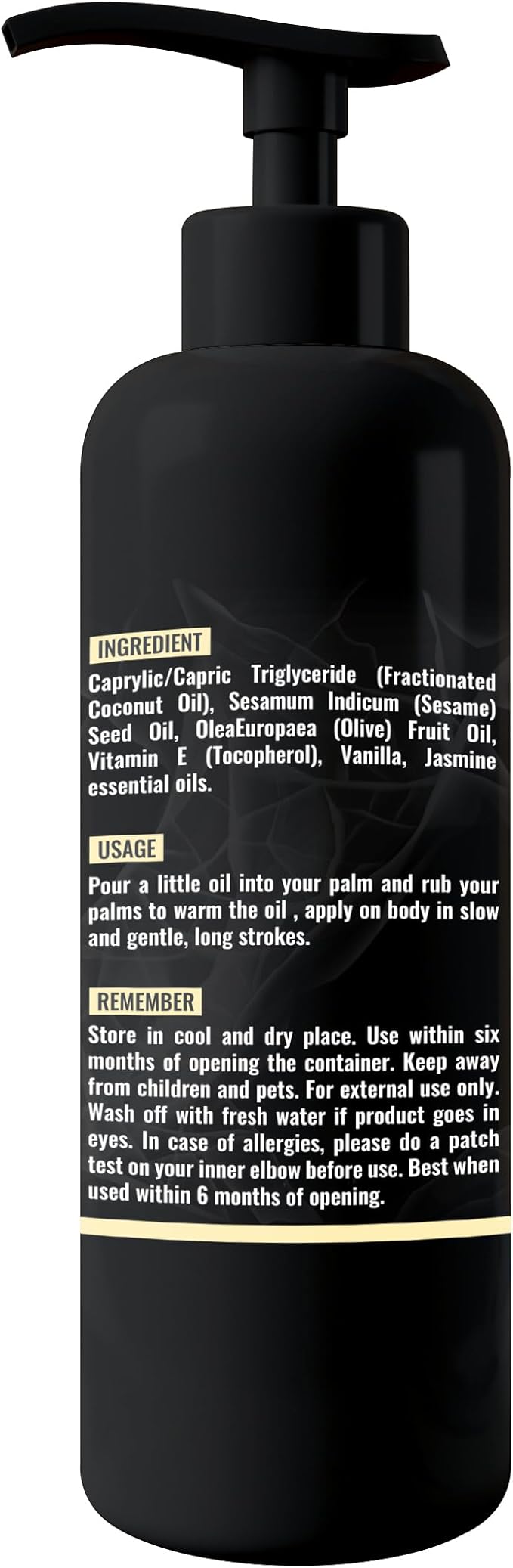 Organic - Edible Aromatic Vanilla Massage Oil | Natural Vanilla & Jasmine with Coconut Oil