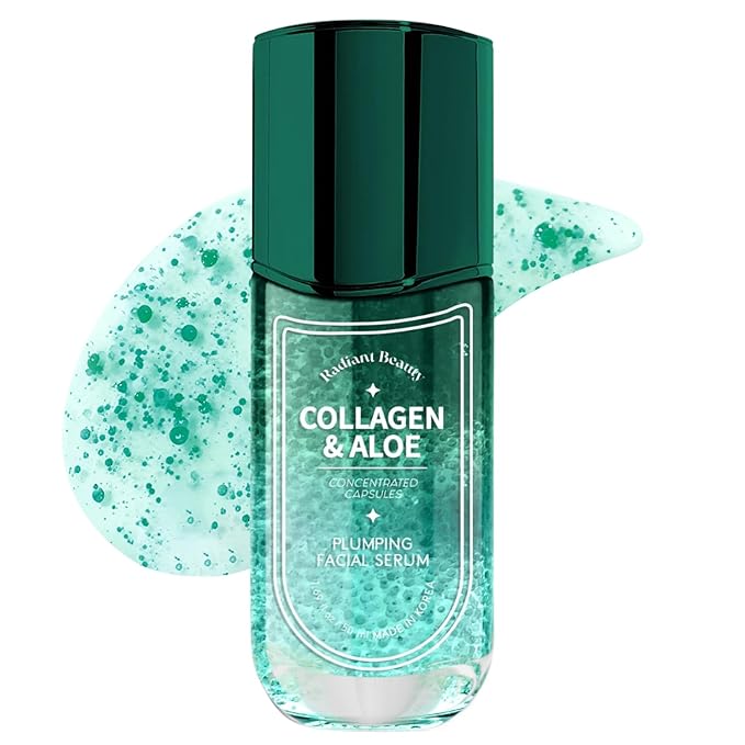Collagen & Aloe Facial Serum - Anti-Aging, Plumping, Hydrating - Reduces Fine Lines & Wrinkles, Combats Dark Spots - Dermatologist Tested, Korean Skin Care - 1.69 FL.OZ.