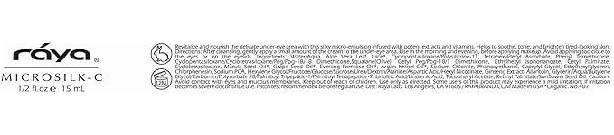 Raya Microsilk-C Cream (407) | Gentle Treatment for the Under-Eye Area | Brightens, Revives Fatigue, and Tones Under the Eyes | Helps Reduce Puffiness, Lines, and Wrinkles