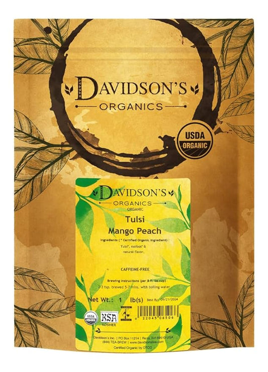 Davidson's Organics, Tulsi Mango Peach, Loose Leaf Tea, 16-Ounce Bag