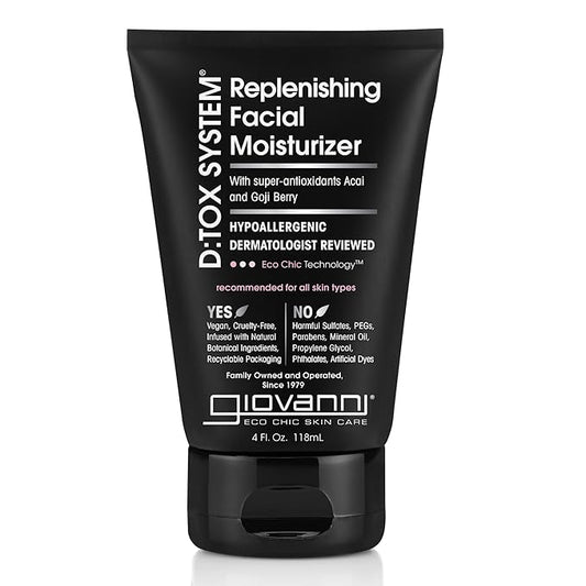 GIOVANNI D:tox System Replenishing Facial Moisturize - Face Moisturizer, Contains Super Antioxidants Acai & Goji Berry, Helps to Prevent Dryness, Hydrating for Healthier, Dermatologist Tested - 4 oz